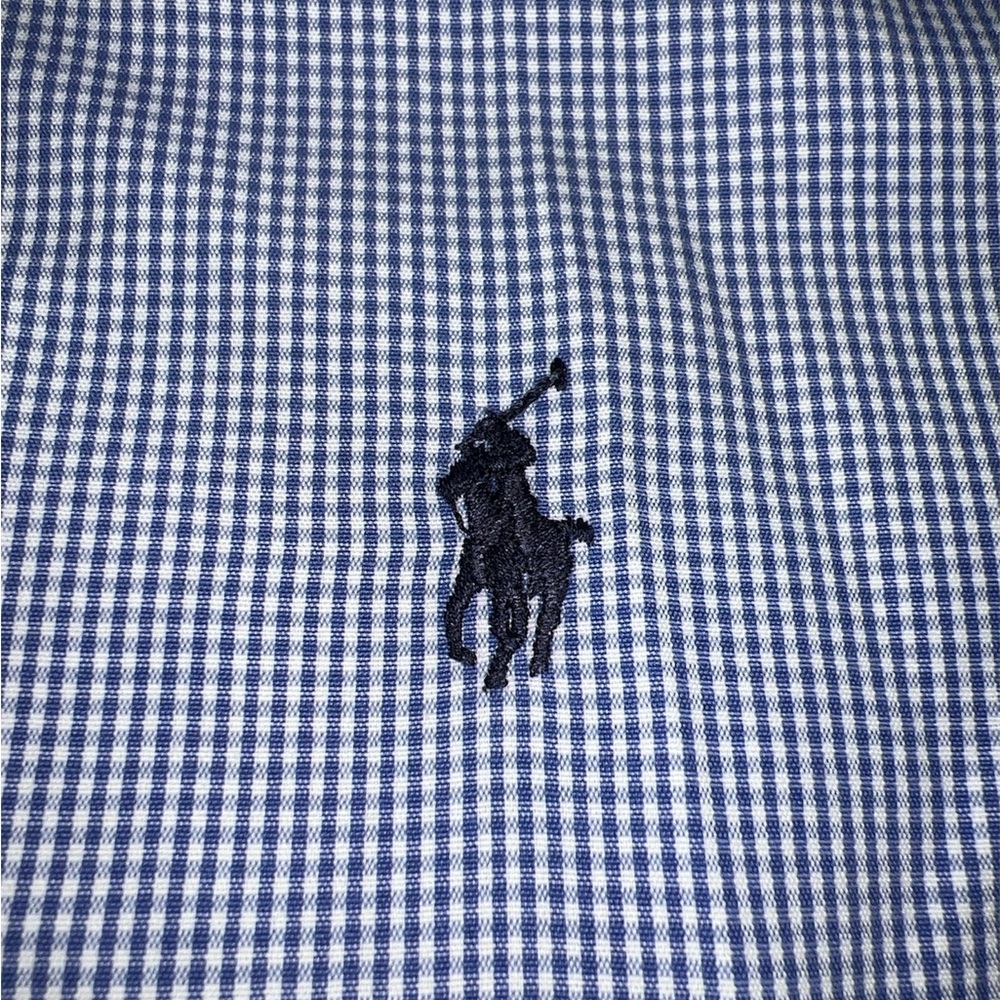 Polo Ralph Lauren Men's Blue and White Gingham Dress Shirt - Picture 4 of 5